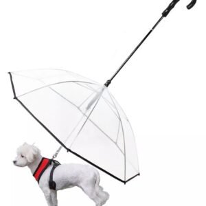 Paraguas transparente para perro con cadena