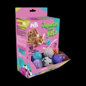 CAJA PELOTAS Y SONAJAS P/GATO - 48 PZAS