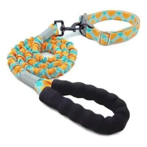 CORREA ANTI TIRONES CON COLLAR AZUL TRIANGUILOS