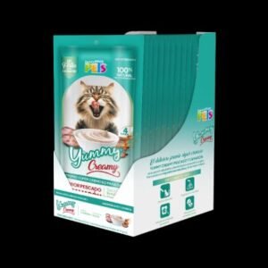 CAJA DISPLAY YUMMY CREAMY P/GATO PESCADO Y CAMARON - 12 PZAS