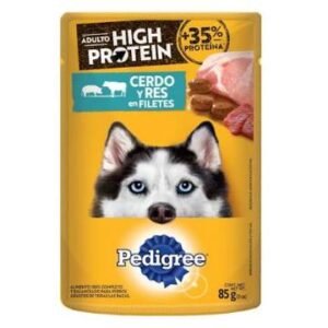 SOBRE PEDIGREE 85 G CERDO Y RES HIGH PROTEIN